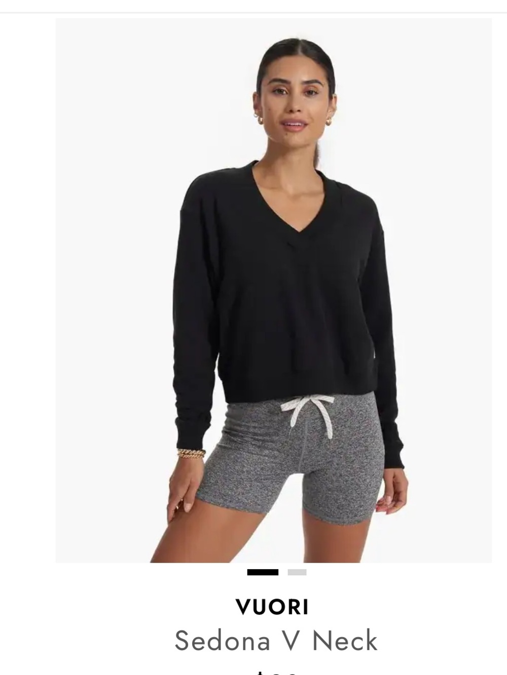 Vuori Sedona V-Neck Black Cropped Pullover Sweatshirt Size Small